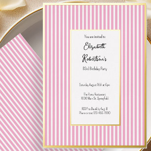 Minimalistische rosa Streifen Gold 83. Geburtstag Folieneinladung