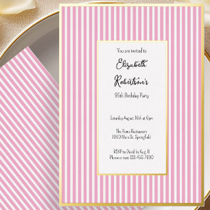 Minimalistische rosa Streifen Gold 95. Geburtstag Folieneinladung