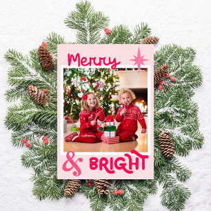 Minimalistische rosa süße Familienfoto Weihnachten