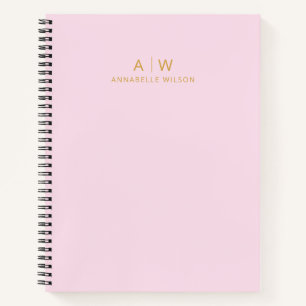 Minimalistische rosa und goldfarbene moderne Monog Notizbuch