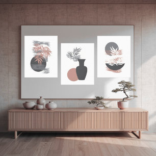 Minimalistische rosa und graue Leinwand-Wandkunst Leinwanddruck