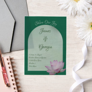 Minimalistische Rosa- und Grünlotus-Hochzeit