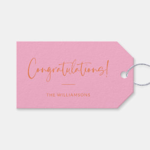 Minimalistische rosa und orangefarbene benutzerdef geschenkanhänger