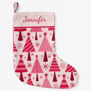 Minimalistische rosa und rote Weihnachtsbäume indi Kleiner Weihnachtsstrumpf