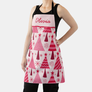 Minimalistische rosa und rote Weihnachtsbäume indi Schürze