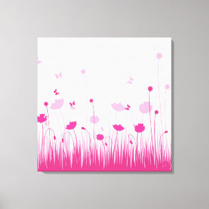 Minimalistische Rosa- und Weißblüten Leinwanddruck