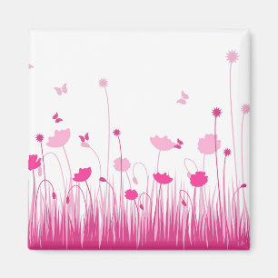 Minimalistische Rosa- und Weißblüten Magnet