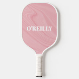 Minimalistische rosa und weiße, moderne Monogramme Pickleball Schläger