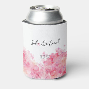 Minimalistische rosa Wildblumen-Hochzeit weiß Dosenkühler