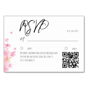 Minimalistische rosafarbene Aquarell-Blumen-RSVP-K Tischnummer