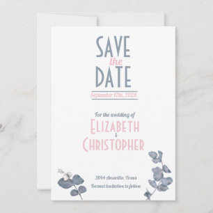 Minimalistische rosafarbene blaue pinkfarbene Blum Save The Date