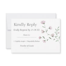 Minimalistische rosafarbene Blumen Hochzeit RSVP K