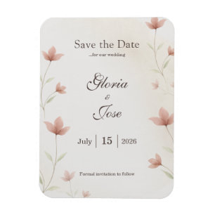 Minimalistische rosafarbene Blumeneleganz Hochzeit Magnet