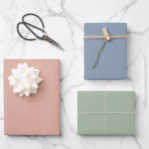 Minimalistische, rosafarbene, dunkelblaue Farbtöne Geschenkpapier Set