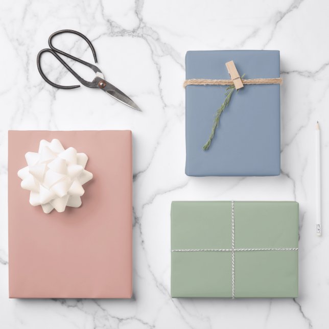 Minimalistische, rosafarbene, dunkelblaue Farbtöne Geschenkpapier Set (Vorderseite)