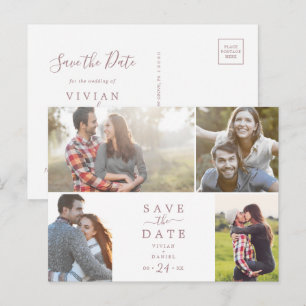 Minimalistische Rose 4 Fotovorlage Save the Date Einladungspostkarte