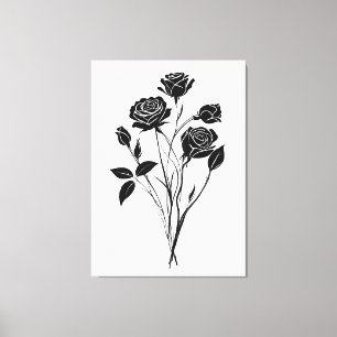 Minimalistische Rose Abstrakte Blumenstrauß-Kunst, Leinwanddruck