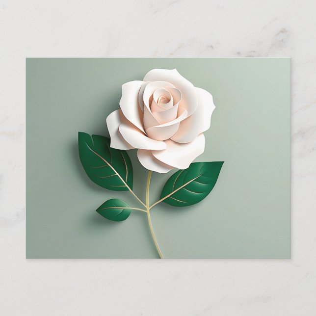 Minimalistische Rose auf Grün Postkarte (Vorderseite)