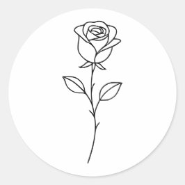 Minimalistische Rose Botanische Linienkunst Runder Aufkleber