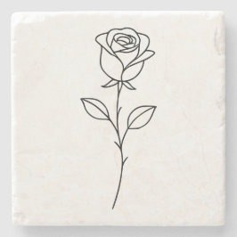 Minimalistische Rose Botanische Linienkunst Steinuntersetzer