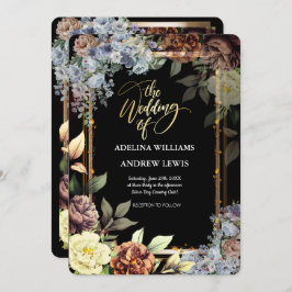 Minimalistische Rose für einfache Blume, Goldrahme Einladung