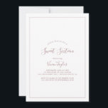 Minimalistische Rose Gold 16 . Geburtstag Geburtst Einladung<br><div class="desc">Diese minimalistische Rose Gold 16 . Geburtstag-Geburtstagsfeier ist perfekt für eine einfache 16. Geburtstagsfeier. Das moderne romantische Design besticht durch klassische Rose-Gold- und Weißtypografie gepaart mit einer rustikalen und eleganten Kalligraphie mit Vintagem handgeschriebenem Stil. Anpassbar in jeder Farbe. Behalt das Design einfach und elegant, wie es ist, oder personalisiere es...</div>