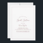 Minimalistische Rose Gold 16 . Geburtstag Geburtst Einladung<br><div class="desc">Diese minimalistische Rose Gold 16 . Geburtstag-Geburtstagsfeier ist perfekt für eine einfache 16. Geburtstagsfeier. Das moderne romantische Design besticht durch klassische Rose-Gold- und Weißtypografie gepaart mit einer rustikalen und eleganten Kalligraphie mit Vintagem handgeschriebenem Stil. Anpassbar in jeder Farbe. Behalt das Design einfach und elegant, wie es ist, oder personalisiere es...</div>