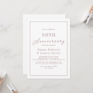Minimalistische Rose Gold 50. Hochzeitstag Einladung