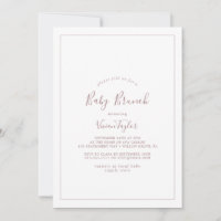 Minimalistische Rose Gold Baby Brunch Einladung