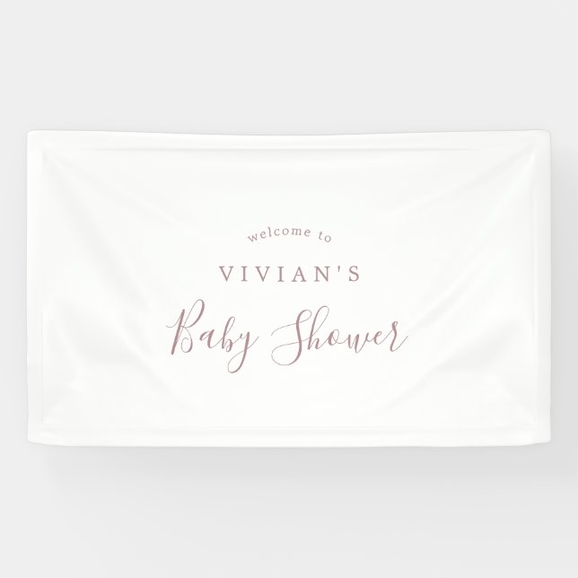 Minimalistische Rose Gold Baby Dusche Begrüßungsba Banner (Horizontal)