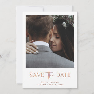 Minimalistische Rose Gold   Ein Foto Save The Date