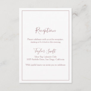 Minimalistische Rose Gold Empfang Card Begleitkarte