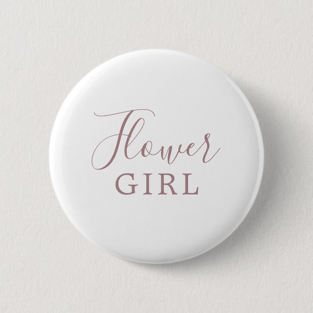 Minimalistische Rose Gold Flower Girl Brautparty Button (Vorderseite)