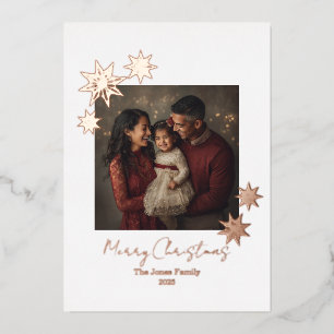 Minimalistische Rose Gold Folie Frohe Weihnachten Folien Feiertagskarte