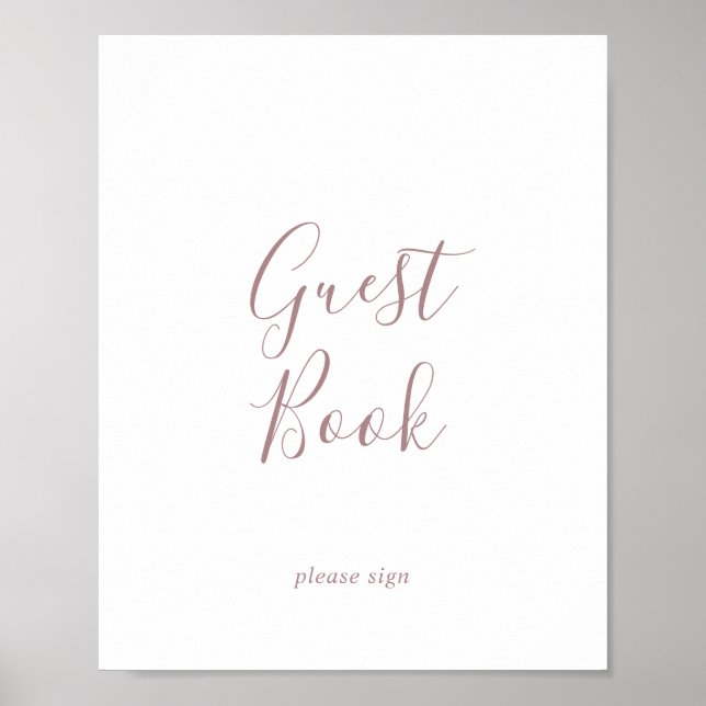 Minimalistische Rose Gold Gast Book Sign Poster (Vorne)
