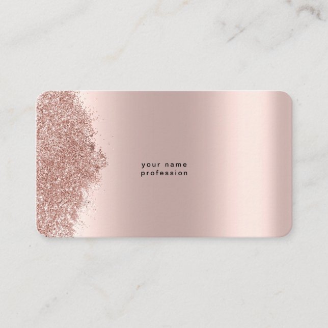 Minimalistische Rose Gold Glitzer Visitenkarte (Vorderseite)