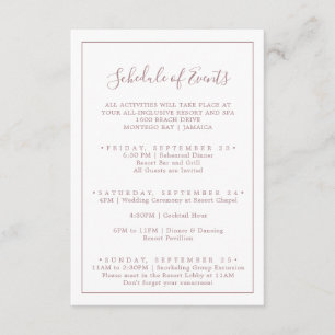 Minimalistische Rose Gold Hochzeitsprogramm Begleitkarte