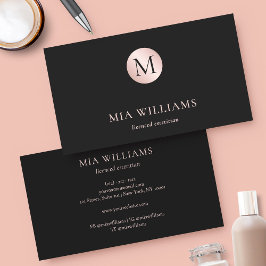 Minimalistische Rose Gold in der Schwarzmonogramm- Visitenkarte