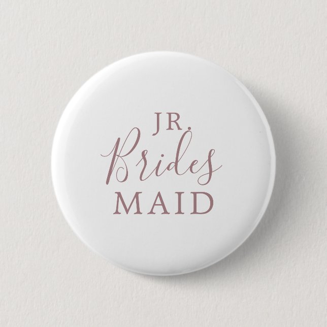 Minimalistische Rose Gold Jr. Bridesmaid Brautpart Button (Vorderseite)