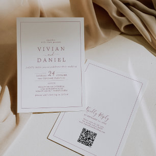 Minimalistische Rose Gold QR Code Back Wedding Einladung