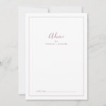 Minimalistische Rose Gold Wedding Advice Card Hinweiskarte<br><div class="desc">Diese minimalistische Rose Gold Hochzeitsberatungskarte ist ideal für eine einfache Hochzeit und kann für jede Veranstaltung verwendet werden. Das moderne romantische Design besticht durch klassische Rose-Gold- und Weißtypografie gepaart mit einer rustikalen und eleganten Kalligraphie mit Vintagem handgeschriebenem Stil. Anpassbar in jeder Farbe. Behalt das Design einfach und elegant, wie es...</div>