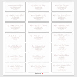 Minimalistische Rose Gold Wedding Guest Address La Aufkleber