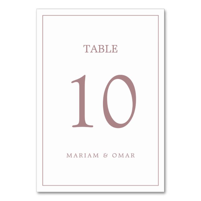 Minimalistische Rose Gold Wedding Tischnummer (Vorderseite)