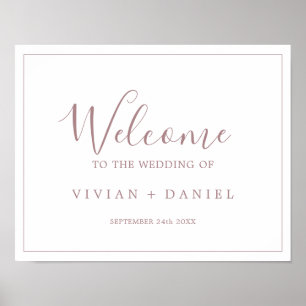 Minimalistische Rose Gold Wedding Welcome Poster