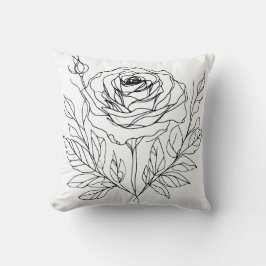 Minimalistische Rose Line Art zeichnend Kissen