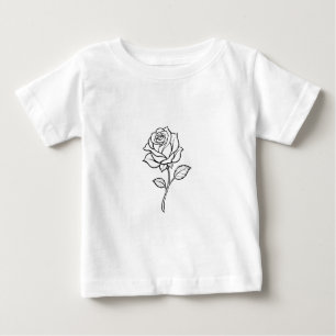 Minimalistische Rose Linienkunst Elegante Einfarbi Baby T-shirt