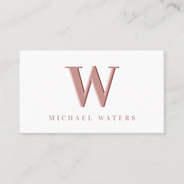 Minimalistische Rose Monogram Logo Embossed Effect Visitenkarte (Vorderseite)