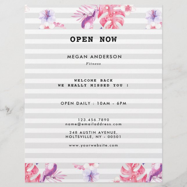 Minimalistische Rose Weiße Fitness Flyer (Vorne)