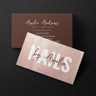 Minimalistische Roségold-Glitter-Nagelkünstler-Sal Visitenkarte