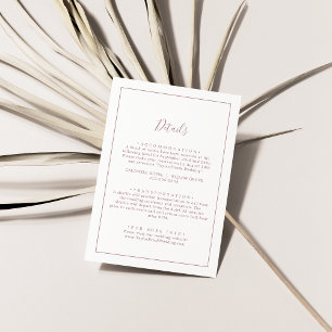 Minimalistische Roségold-Hochzeitsdetails Begleitkarte